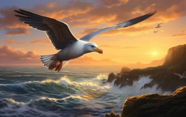 Tableau en bois précieux de 100 x 60 cm au motif d'Albatros océanique