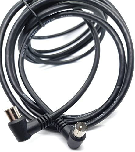 DRUT 3m TV RF Right Angle 90' Male Plug to Male Plug Coaxial TV Freeview Cable Lead 75 Ohm 10ft Black - Image 3