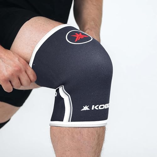Image of Kobo 7 mm Knee Cap Compression Support Knee Sleeves for Powerlifting Gym Squats Running Cycling Sports Jogging Workout Pain Relief (Material: Neoprene & Spandex) (XS)