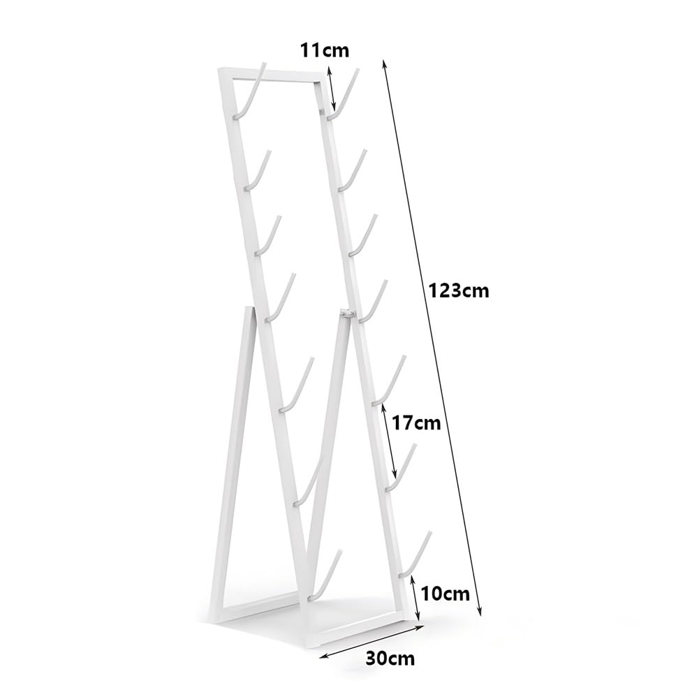 Zfmnoyev Free-Standing Metal Snowboard Storage Rack, Metal Sports Mat Organizer Stand, Home Gym Organize Holder for Skis/Skateboards/Scooter, Floor Display Stand for Garage/Shop(White,30x123 cm)