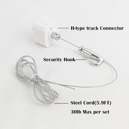 Image of Kiven Picture Hanging Kit, H-type Track System Adapter with Hook and Cord, Picture Rail Hooks for Wall Picture, Exhibition,Photograph,Decor,2 pack