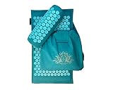 Premium Akupressur Set aus 100% Baumwolle von LANOA Relax - Akupressurmatte XL mit Kissen und Aufbewahrungstasche - Entspannung mit Akupunkturmatte - Anti Stress Fakirmatte - Yantramatte - türkis