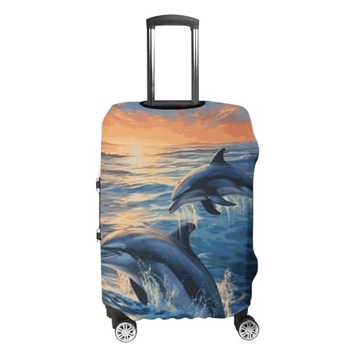 Dolphins in The Sea Luggage Covers Tsa Approved Suitcase Cover Elastic Washable Luggage Sleeve Carry on Cover Protector Anti-Scratch Suitcase Protector Fits 19-30 Inch Case(XL)4
