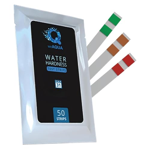 WeAQUA Water Hardness Test Kit - DoubleCheck 50 Strips - Hard Water Testing Kit – Tests Calcium & Magnesium (0–425 PPM) – for Tap, Well, Drinking, Pool, Spa & Dishwasher