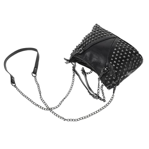 Sac à bandoulière à rivets noir en PU confortable et chic
