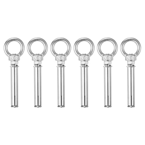Image of uxcell Ring Lifting Expansion Eyebolt, 6pcs M6x70mm 304 Stainless Steel Expansion Screw with Eye Ring for Concrete Brick Wall