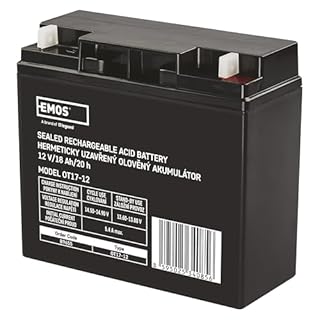 EMOS - Batteria al piombo senza manutenzione - 12V 18Ah - Batteria AGM - Per illuminazione di emergenza, sistemi di allarme, dispositivi UPS - Controllata da valvole, valvole di sicurezza
