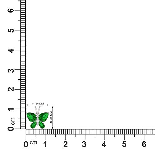 Diamondere Natural And Certified Emerald And Diamond Butterfly Petite Necklace In Sterling Silver | 1.04 Carat Pendant With Chain #TOP2