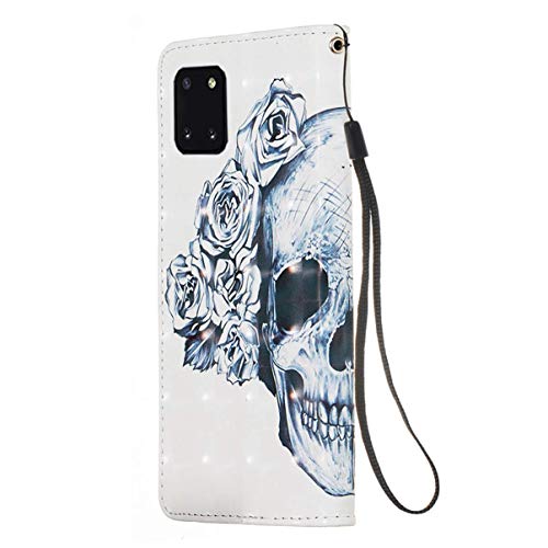 Geschikt voor: Samsung Galaxy Note 10 Lite doodskop, wit, bloemen - Image 7