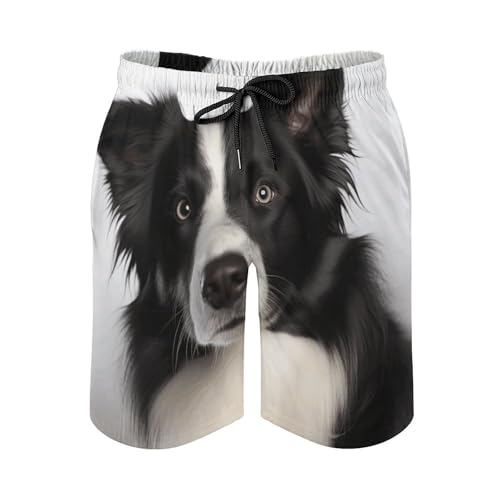 Border Collie Mens Swim Trunks Quick Dry Hawaii Bathing Suit Board Shorts with Mesh Lining-2