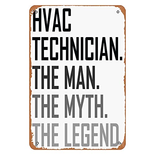 Hvac Technician The Man Profession Sign Wall Decor Art Poster Vintage Metal Tin Sign for Funny Room Man Cave Bathroom Office Garage Apartment Dorm Sign Wall Decoration Gift 8x12 In