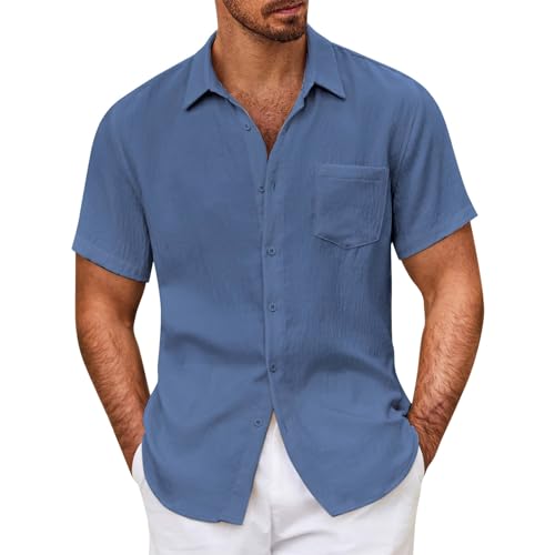Genérico Orders Placed by me in 2025 Camisetas Manga Larga Hombre Rayas de Bolsillo Sueltos de Tendencia de Color sólido de Casual para Hombres Camiseta Estampado Corbata (Sky Blue, XL)