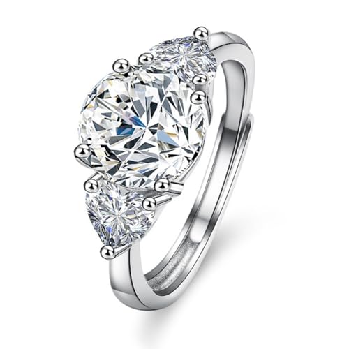 Bague fiançailles moissanite de laboratoire ronde cœur argent 925 femme