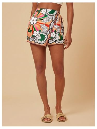 Image of SweatyRocks Women's Boho Mini Skirts Floral Shorts Tie Side Wrap Skorts