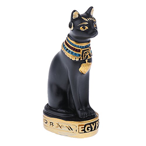 dailymall Résine Mini Ancien Égyptien Mau Egypte Chat Statue À La Main Sculpture Collection Figurines Home Office Decor Artisanat - Noir