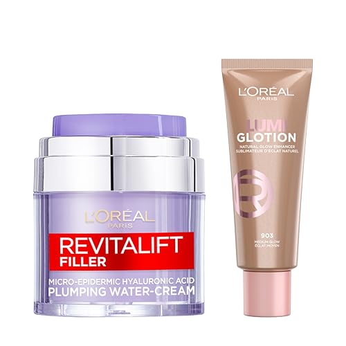LOreal Paris Revitalift Filler Replumping Water Cream 50Ml & Multi-Use Glow Enhancer Shade 903: Medium Glow 40 Ml