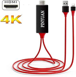PINYUAN Compatible with iPhone iPad to HDMI Adapter Cable, 1080P Digital AV HDMI