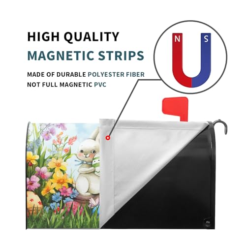 Image of Easter Magnetic Mailbox Cover - 25.5 x 21 Inch Spring Bunny Eggs Decoration for Outdoor Garden Yard Home