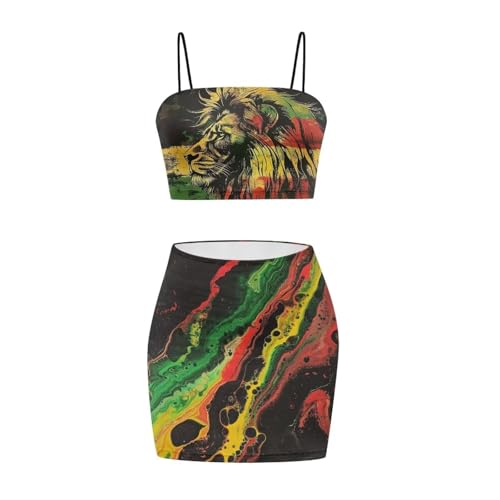 Image of 2025 Sexy Spaghetti Strap Crop Tops and Bodycon Skirt Casual 2 Piece Set S-4XL