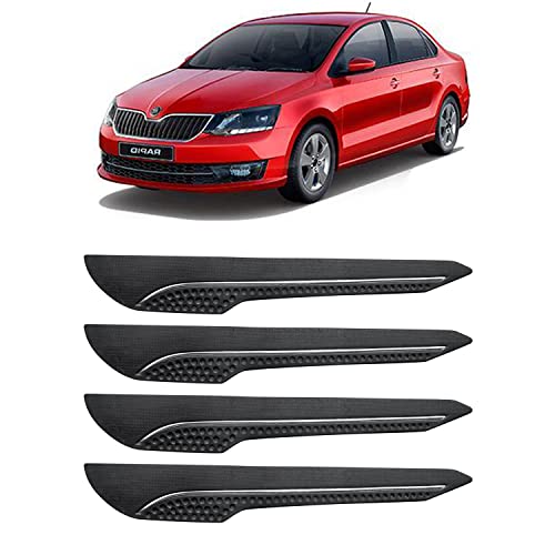 Image of AOSIS-Car Bumper Protector /Bumper Guard for Skoda Rapid with Single Chrome Stripe (4-Pcs)