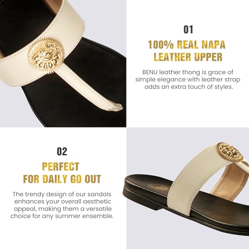 Image of JATAREA Slip-On Flat Toe Post T-Strap Sandals for Women