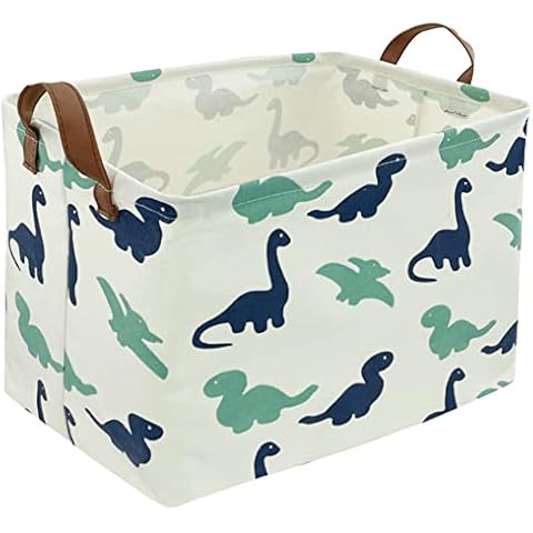 ESSME Rectangular Fabric Storage Box,Collapsible Storage Basket Bins Organizer with Handles for Kids Room,Shelf Basket,Toy Organizer (Dinosaur) Cover