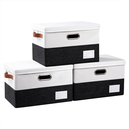 Foldable storage bins with lids, 3-pack, fabric bins