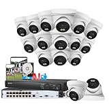 Anpviz 12MP 16CH PoE Security Camera System,16pcs 5MP Wired Turret PoE IP Cameras, Smart Color Night Vision, Human/Vehicle Detection, 12MP/4K 16 Channel NVR with 4TB HDD for Businesses (H Series)