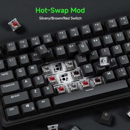 Image of RK ROYAL KLUDGE R75 Wired Mechanical Gaming Keyboard, 75% Hot-Swap Mechanical Keyboard Volume Knob, Soft Pre-lubed Tactile Brown Switch