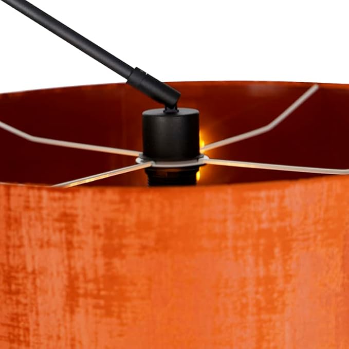 Qazqa QAZQA - Moderne vloerlamp zwart met kap oranje 50 cm - Editor | Woonkamer | Slaapkamer - Staal Langwerpig - E27 Geschikt voor LED - Max. 1 x 60 Watt photo 3