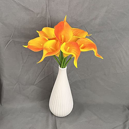 Wuudi 20Pcs Calla Lily Bridal Wedding Bouquet Head Latex Real Touch Flower Bouquets - Orange #TOP5