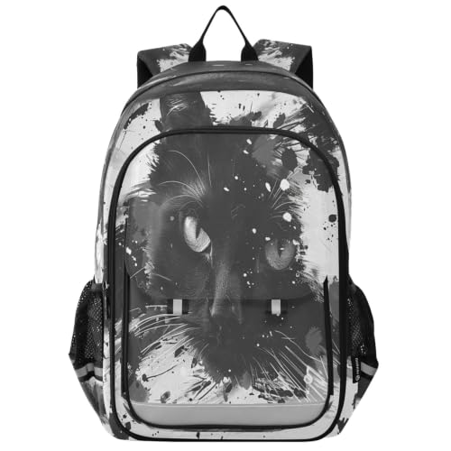 Sac à dos scolaire enfants motif chat noir grand volume pour adolescents et voyages