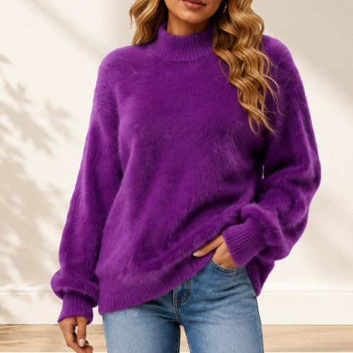 Gaexia Womens Turtleneck Sweater Oversized Fuzzy Knit Sweaters Pullover - image 2
