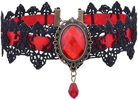 Bohemia Lace Gothic Tattoo Choker Necklace Women Vintage Black Red Blue Crystal Necklaces Gothic Punk Collar Choker Jewelry