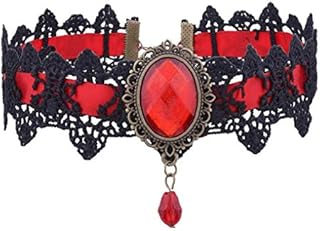 Bohemia Lace Gothic Tattoo Choker Necklace Women Vintage Black Red Blue Crystal Necklaces Gothic Punk Collar Choker Jewelry