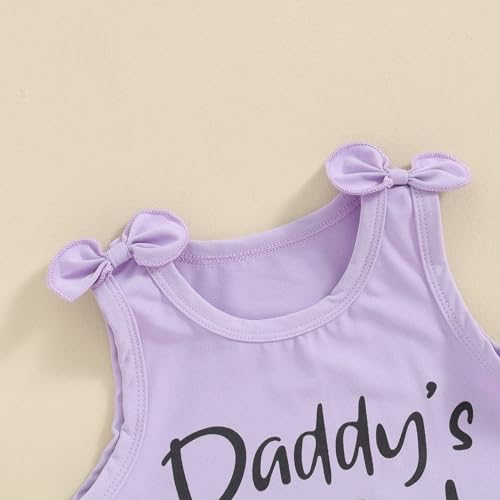 Image of Toddler Little Girl Clothes Summer Sleeveless Daddys Girl Letter Tank Tops Shorts Set 2Pcs Kids Casual Outfits