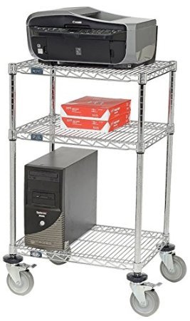 Nexel PS18243C Printer Shelving, 18" Width x 24" Length x 39" Height, Chrome