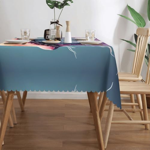 Nappe rectangulaire tissu imprimé méduse chic pour salle à manger - 4