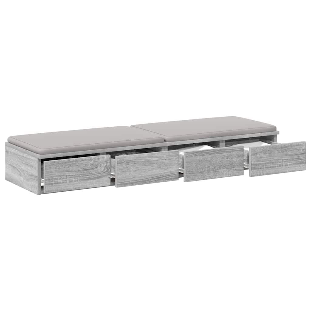 vidaXL Bed Drawers Grey Sonoma 120 x 36.5 x 16.5 cm Engineered Wood, Ample Storage, Minimalist Decor, Stylish Unit for Bedroom Furniture, Modern Bed Drawer with Push-To-Open Function