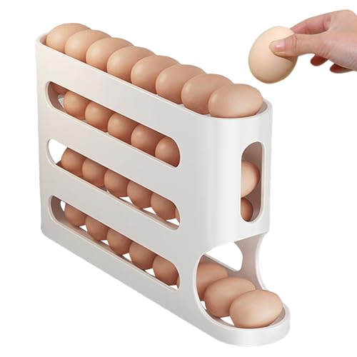 Kixolazr Egg Storage for Refrigerator - 4-Tier Large Capacity Tilted Refrigerator Egg Storage | Space-Saving Storage Boxes, Egg Organizer Tray for Kitchen Countertop, Refrigerator