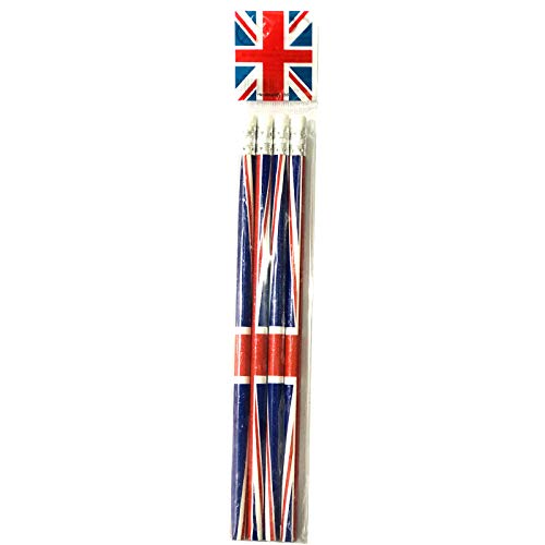 Pack de 16 lápices con goma de borrar con la bandera británica Union Jack