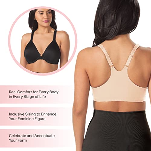 Leading Lady Brigitte Racerback Front-Closure Bra - Molded, Padded, Seamless T-Shirt Bra - Size Range Includes Plus Size Bras For Women (Black And Nude, 44B, 2 Pack) #TOP3