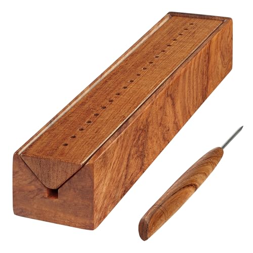 Savina Wooden Bookbinding Cradle with Awl – Handcrafted Hardwood Punching Tool, Smooth Finish Piercing Cradle for Signatures, Journals & DIY Bookbinding Crafts
