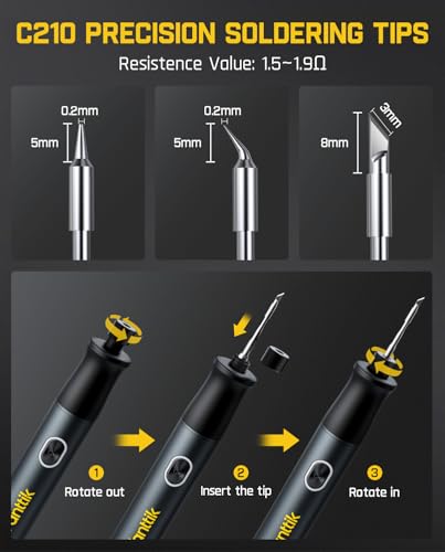 Fanttik T1 Max Soldering Iron Kit, Cordless Soldering Iron, 7 Seconds Fast Heating(390°F-840℉), Auto Sleep, 4 Precision Soldering Tips(C210), 360° Swivel Stand, Soldering Iron for Precision Repair - Image 4