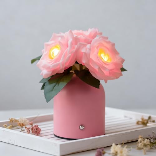 Image of Flower Lamp Gifts for Birthday Christmas Valentines Mothers Day Gifts for Women Mom Grandma Girlfriend Friend Wife Anniversary Birthday, Bedroom Bar Coffee Shop Decor (Rose-Pink-Flower)