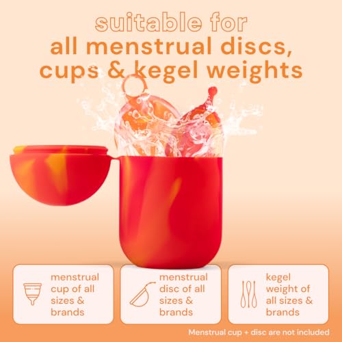 Image of Bodyotics Menstrual Disc Sterilizer & Cup Wash Case - Red & Orange | Portable Cleaner, Carry and Storage Container for Reusable Period Discs and Cups