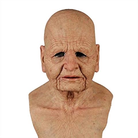 GDZTBS Scary Full Head Mask, Latex Old Man Mask Adult Novelty Horror Masks Realistic Headgear for Halloween Party Cosplay Costume Props Masquerade Cover