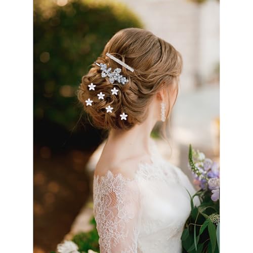 WHAVEL Rhinestone Hair Accessories 14PCS Clips de Pelo Plateados para Mujeres miniatura 6