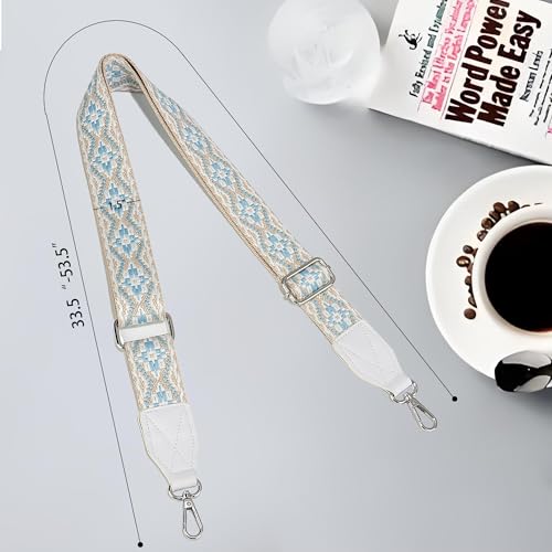 Image of Purse Strap,1.5 inch Leather End Shoulder Strap Adjustable Replacement,Retro Multi-Pattern Crossbody Bag Straps