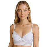 Sutiã com Bojo Soutien Renda Elástico de Sustentação no cós Jéssica (BR, Alfa, M, Regular, BRANCO)